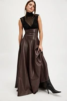 Norma Kamali Vegan Leather Long Grace Skirt