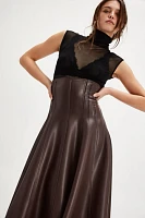 Norma Kamali Vegan Leather Long Grace Skirt