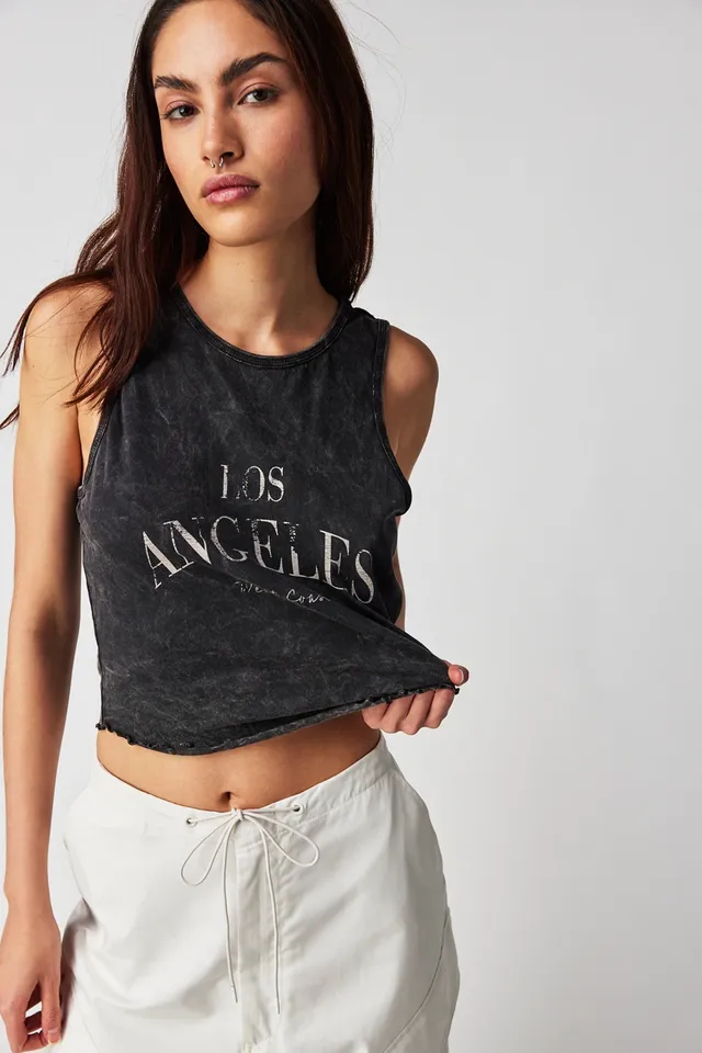 NBA Los Angeles Lakers Embroidered Baby Tee in Black, Women's at Urban Outfitters