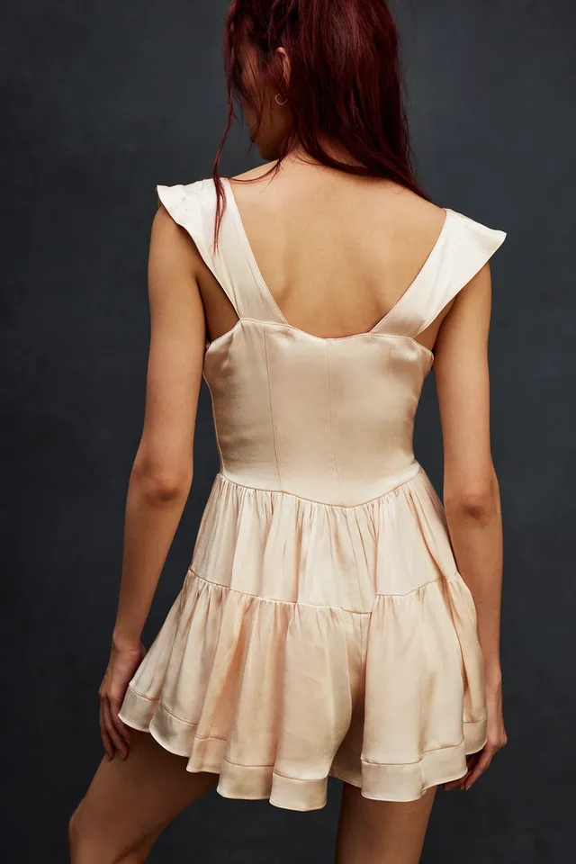VANESSA MOONEY The Elisabeth Romper Dress In Cream Satin – Lusso Di Luna  Boutique