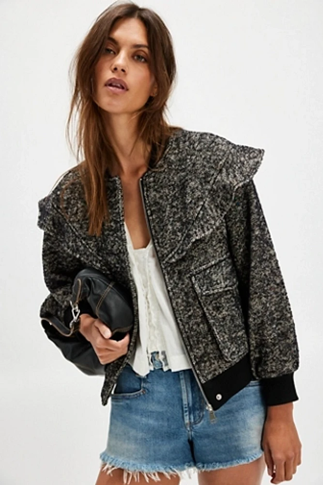 Driftwood Houndstooth Bomber Jacket