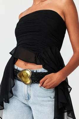 POINTERTECK Clubwear Women‘s Tube Top Dress with Strapless Buckle Belt