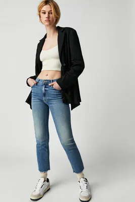 MOTHER Mid-Rise Dazzler Ankle Fray Jeans