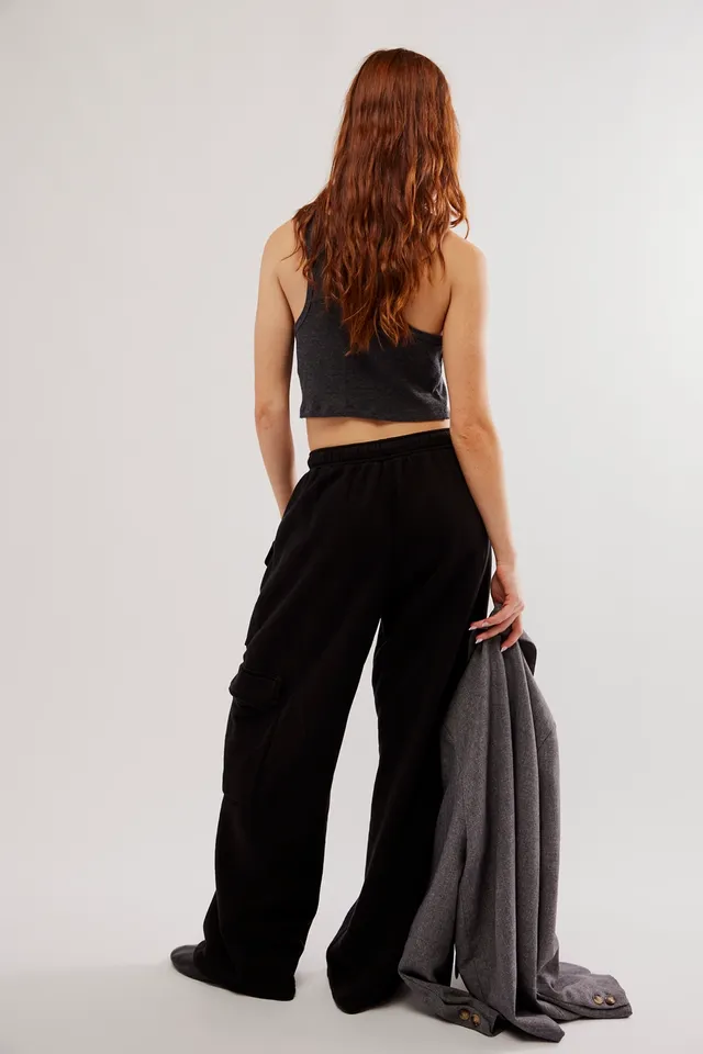 Women's Sonoma Black (M Size) Cinched Knit Jogger Pants Jogger high Rise  -Relaxed Through Hip and Thigh Tapered Leg Opening