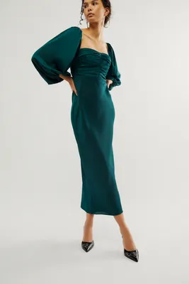 Shona Joy Luxe Ruched Bodice Long Sleeve Dress