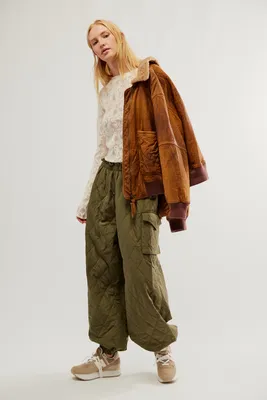 Norma Kamali Quilted Oversized Cargo Pants
