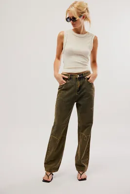 House of Sunny Courtyard Embroidered Straight Jeans