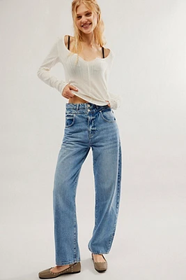 FRAME Double Waist Long Barrel Jeans