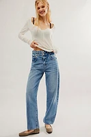 FRAME Double Waist Long Barrel Jeans