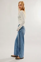 FRAME Double Waist Long Barrel Jeans