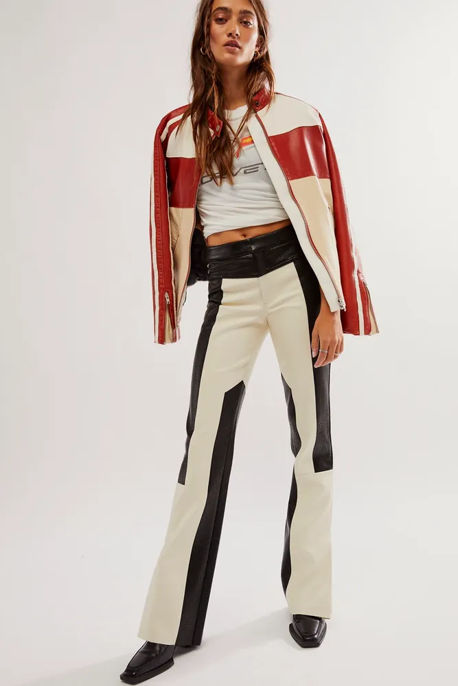 16 Arlington + Fonda Two-Tone Leather Bootcut Pants