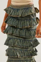 Drew Denim Ruffle Skirt