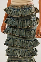 Drew Denim Ruffle Skirt