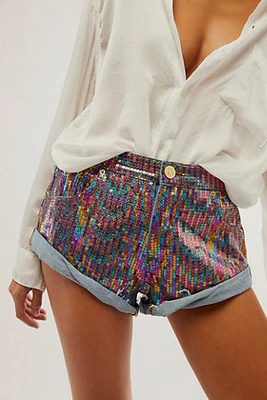 OneTeaspoon Bandits Low-Waist Sequin Shorts