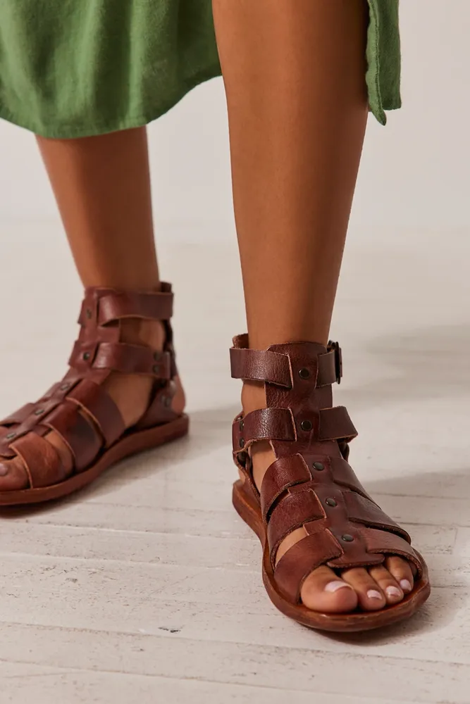 Handmade lace-up gladiator sandals in brown calf leather | The leather  craftsmen