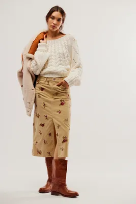 Driftwood Beige Corduroy Skirt