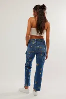 Driftwood Embroidered Cargo Straight Jeans