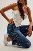 Driftwood Embroidered Cargo Straight Jeans