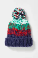 Tide Stripe Knit Pom Beanie