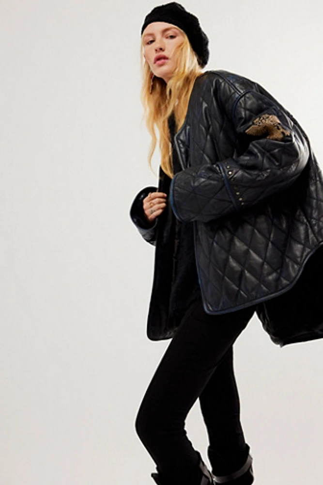 OneTeaspoon Eagle Eye Quilted Leather Jacket