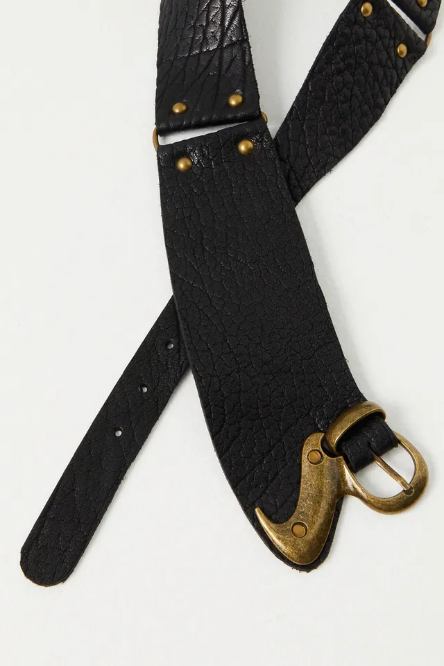 Black Cracked Leather Belt