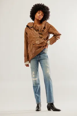 FRYE Embroidered Low-Rise Straight Jeans