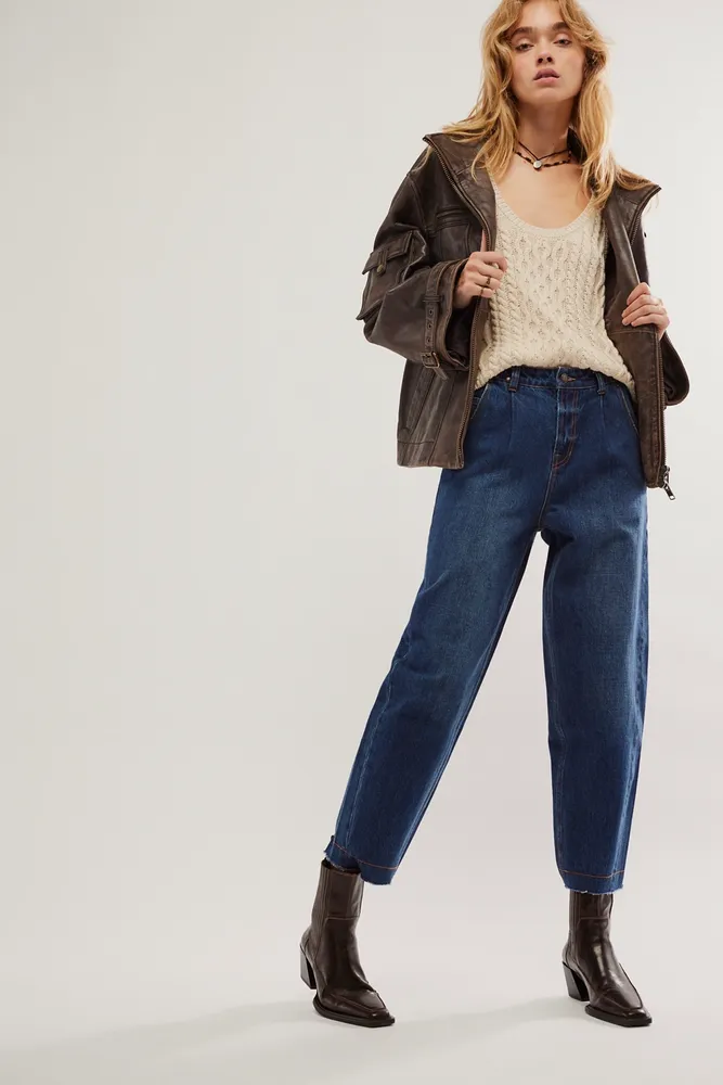 FRYE Forward Seam High-Rise Barrel Jeans