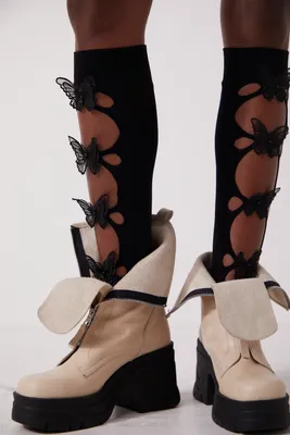 Butterfly Cutout Thigh High Tights