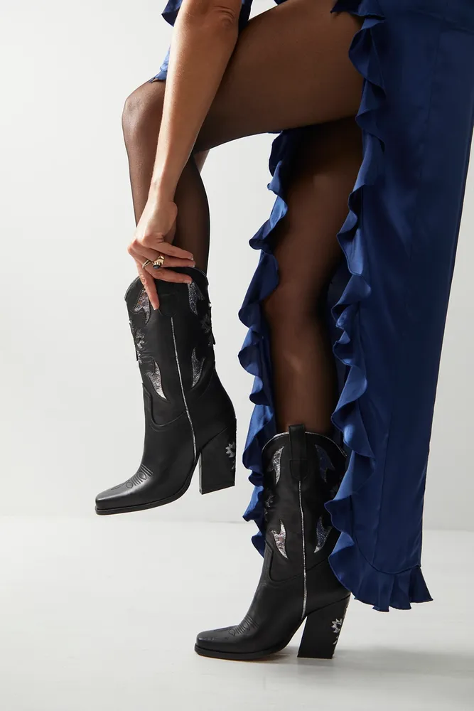 Free People Sparks Fly Cowboy Boots - Black