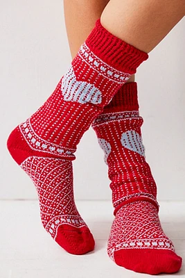 American Trench Heart Cable Knit Socks