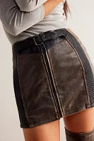 Understated Leather Finish Line Mini Skirt
