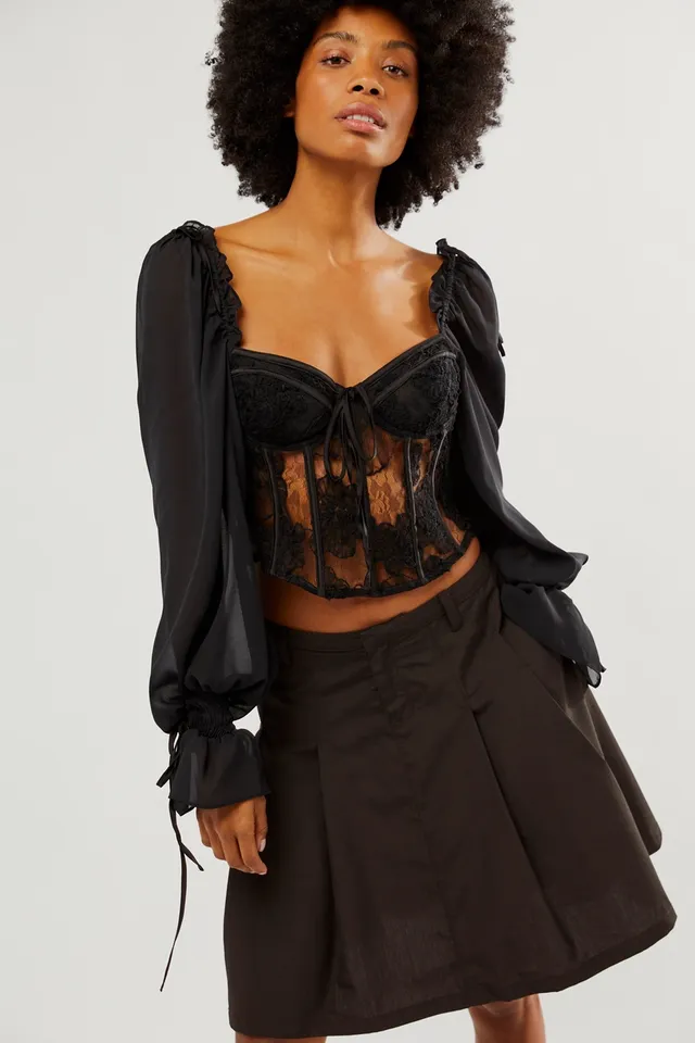 For Love & Lemons Winifred Lace Floral Bustier Top