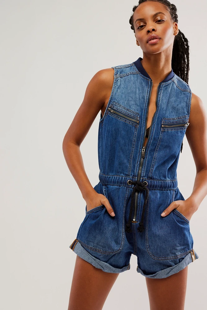 OneTeaspoon Lilly Sporty Denim Jumpsuit