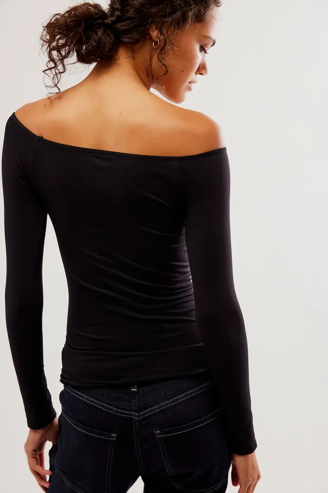 Angled-Neck Long-Sleeve Top