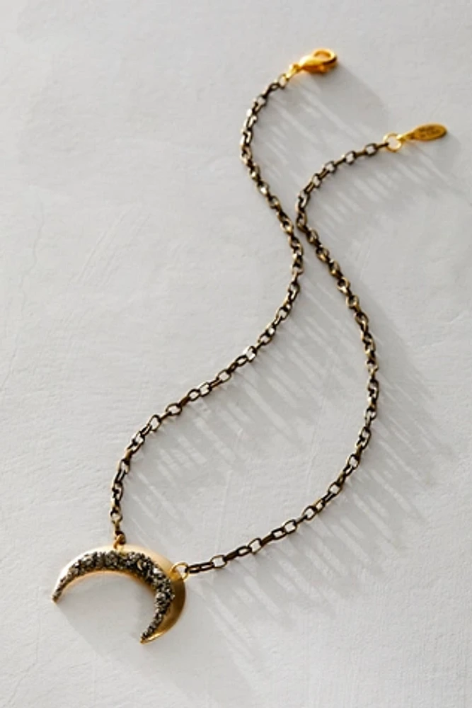 Marly Moretti Brass Crescant Necklace