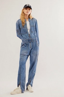 OneTeaspoon Chambray Romance Zipped-Up Jumpsuit