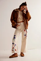 We The Free Winter Bloom Embroidered Wide-Leg Jeans