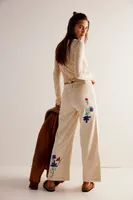 We The Free Winter Bloom Embroidered Wide-Leg Jeans