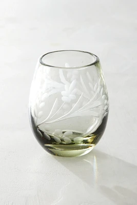 Etched Oval Wine Glass