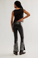 Understated Leather Embroidered Moto Pants