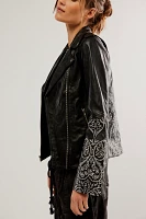 Understated Leather Bell Sleeve Moto Jacket