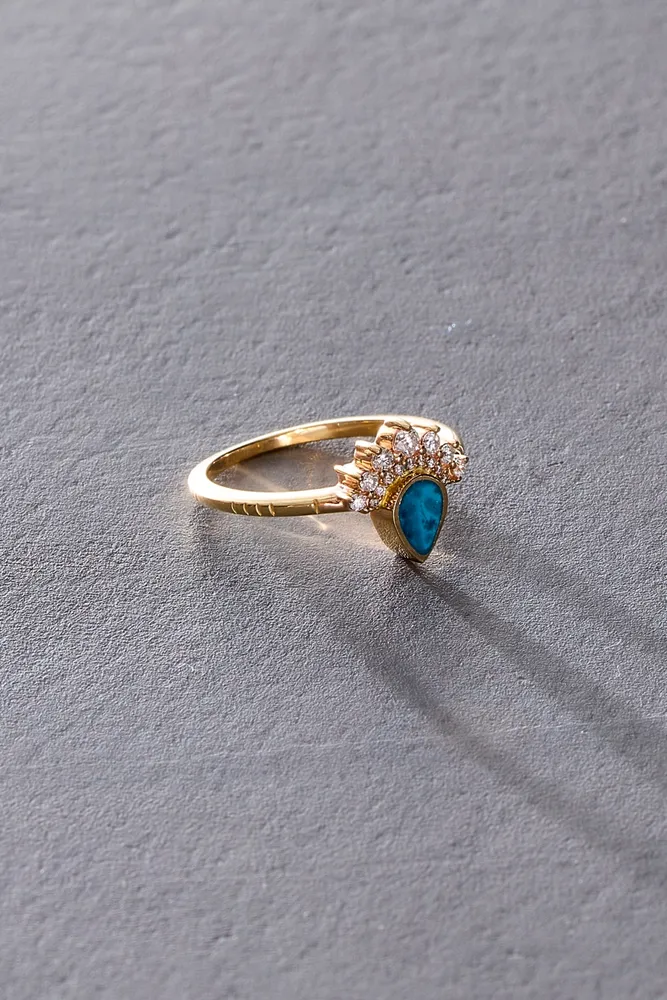 Teardrop Turquoise Ring Lava Stone – Mossandmagnoliaboutique