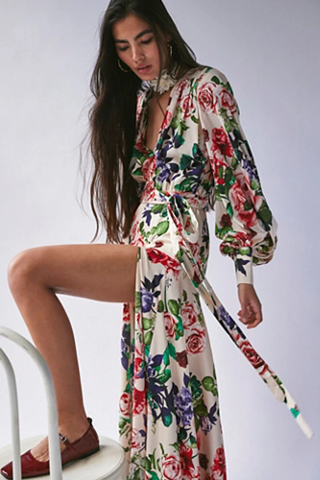 floral overlay maxi dress Blush Floral Long Sleeve Maxi Dress - Floral Dresses