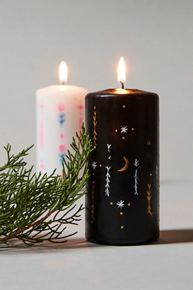 Orna X FP Handpainted Pillar Candle