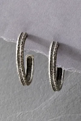 Vintage Silver Bastone 1.5" Hoop Earrings