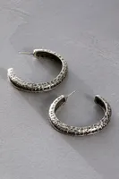 TAT2 Vintage Silver Bastone 1.5" Hoop Earrings