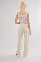 Denimist Flat Front Wide-Leg Chino Pants