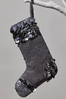 Silver Bells Embellished Stocking