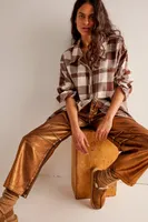We The Free Good Luck Mid-Rise Metallic Barrel Jeans