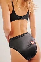 Noir Satin High-Waist Briefs